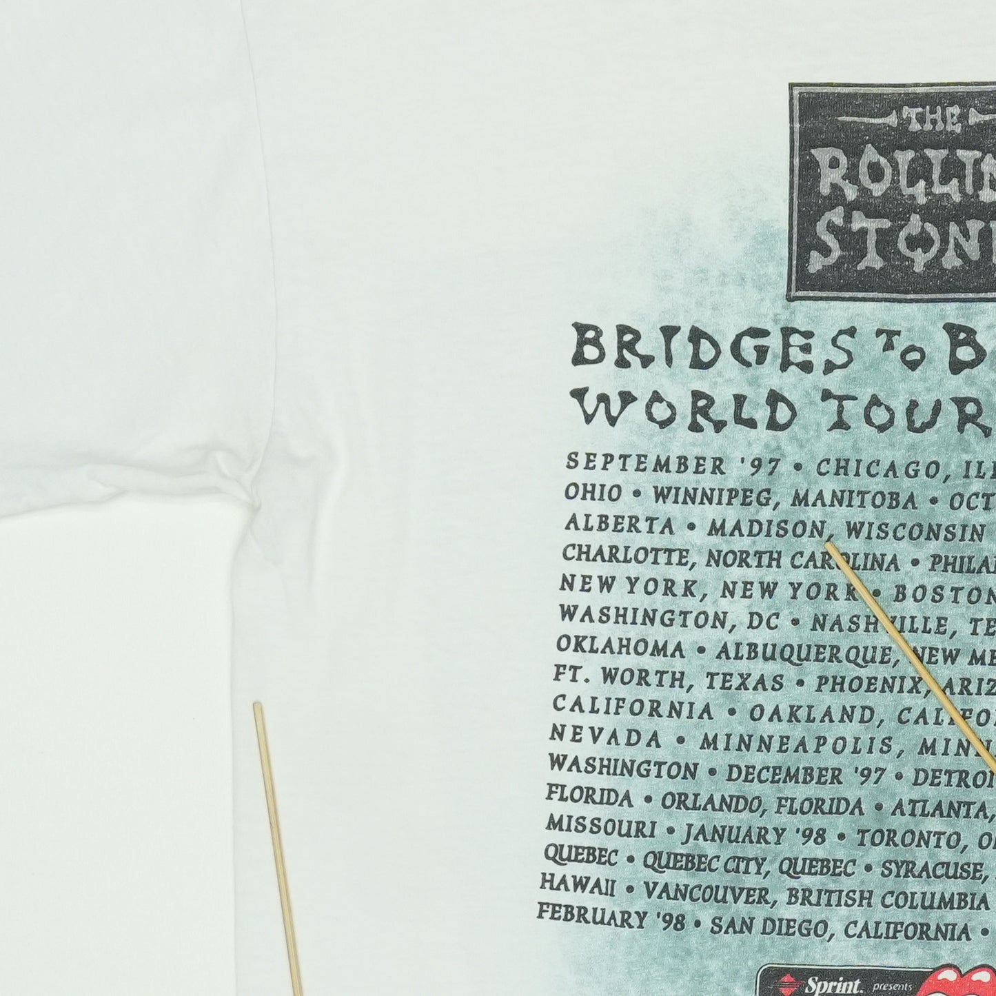 1997 Rolling Stones Bridges To Babylon Tour Shirt