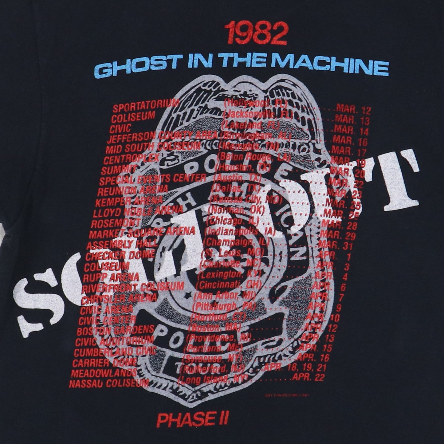 1982 The Police Ghost In The Machine Tour Shirt