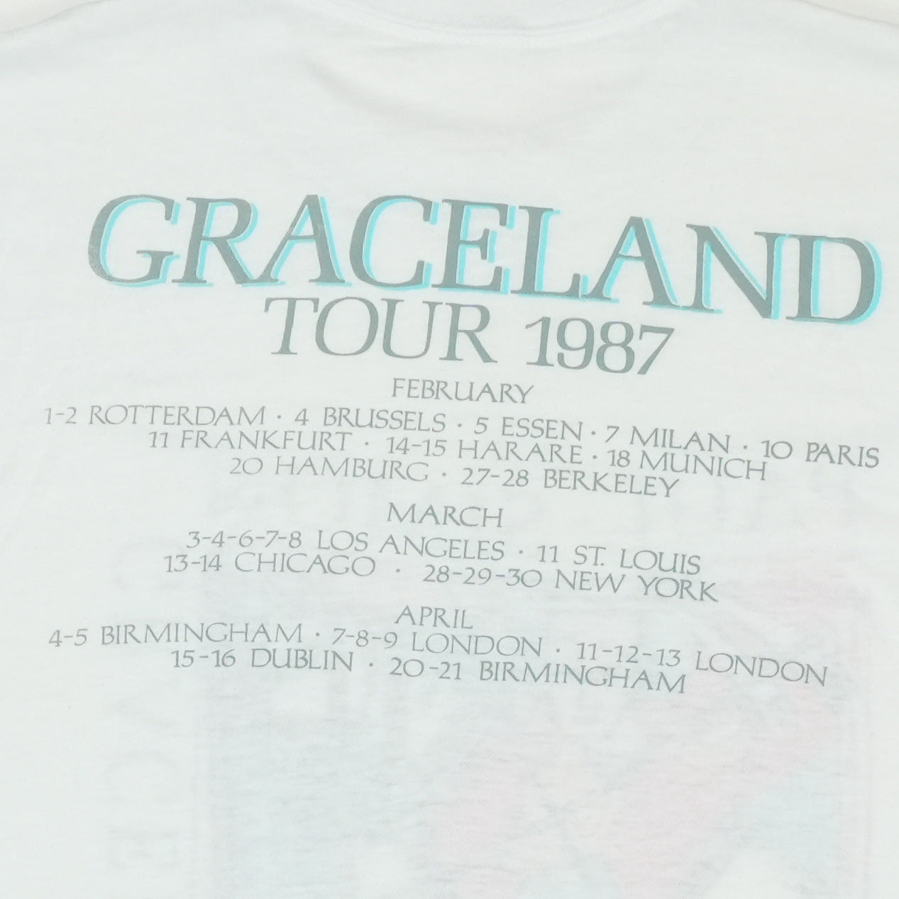 1987 Paul Simon Graceland Tour Shirt
