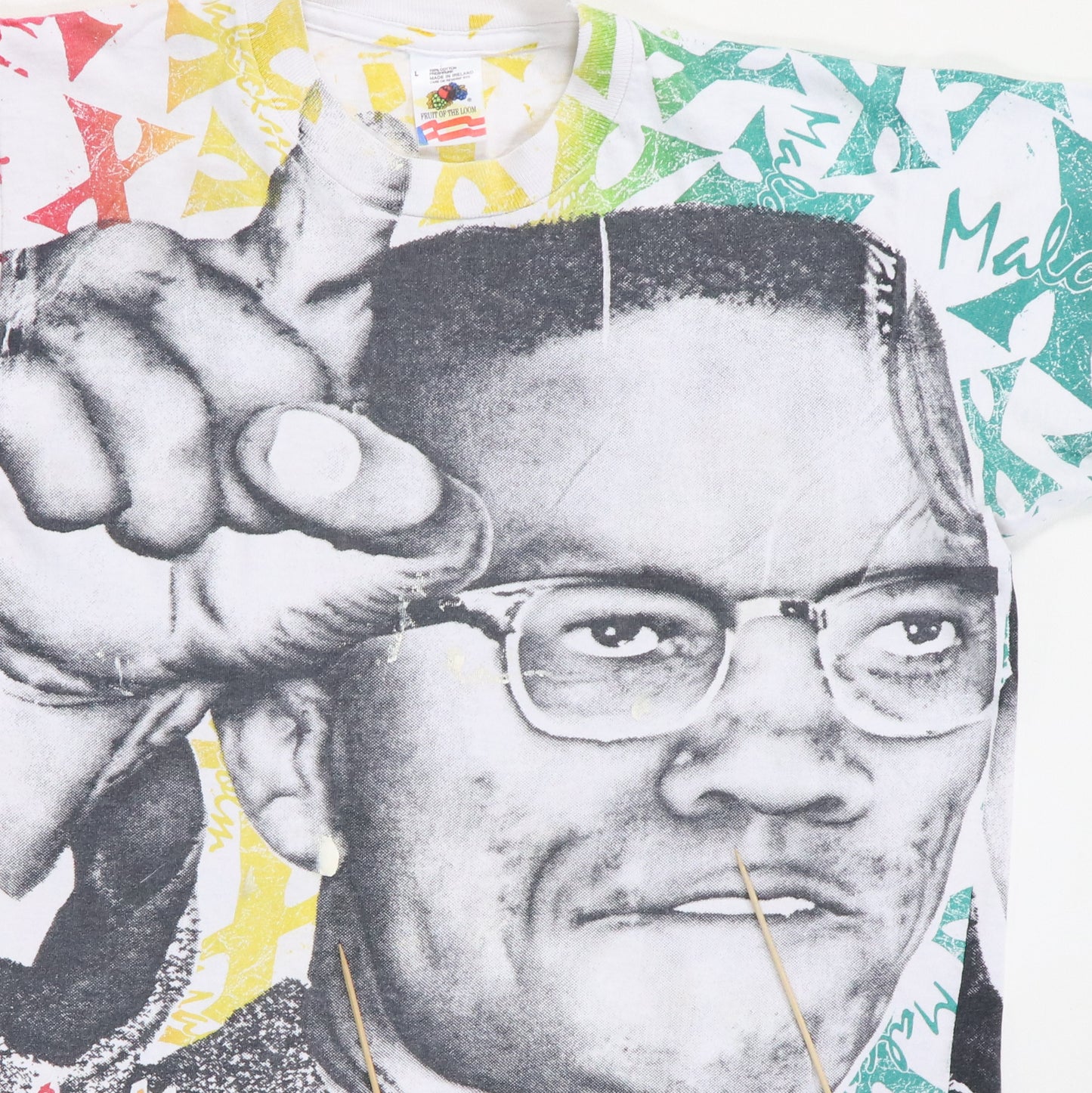 1990s Malcom X All Over Print Shirt