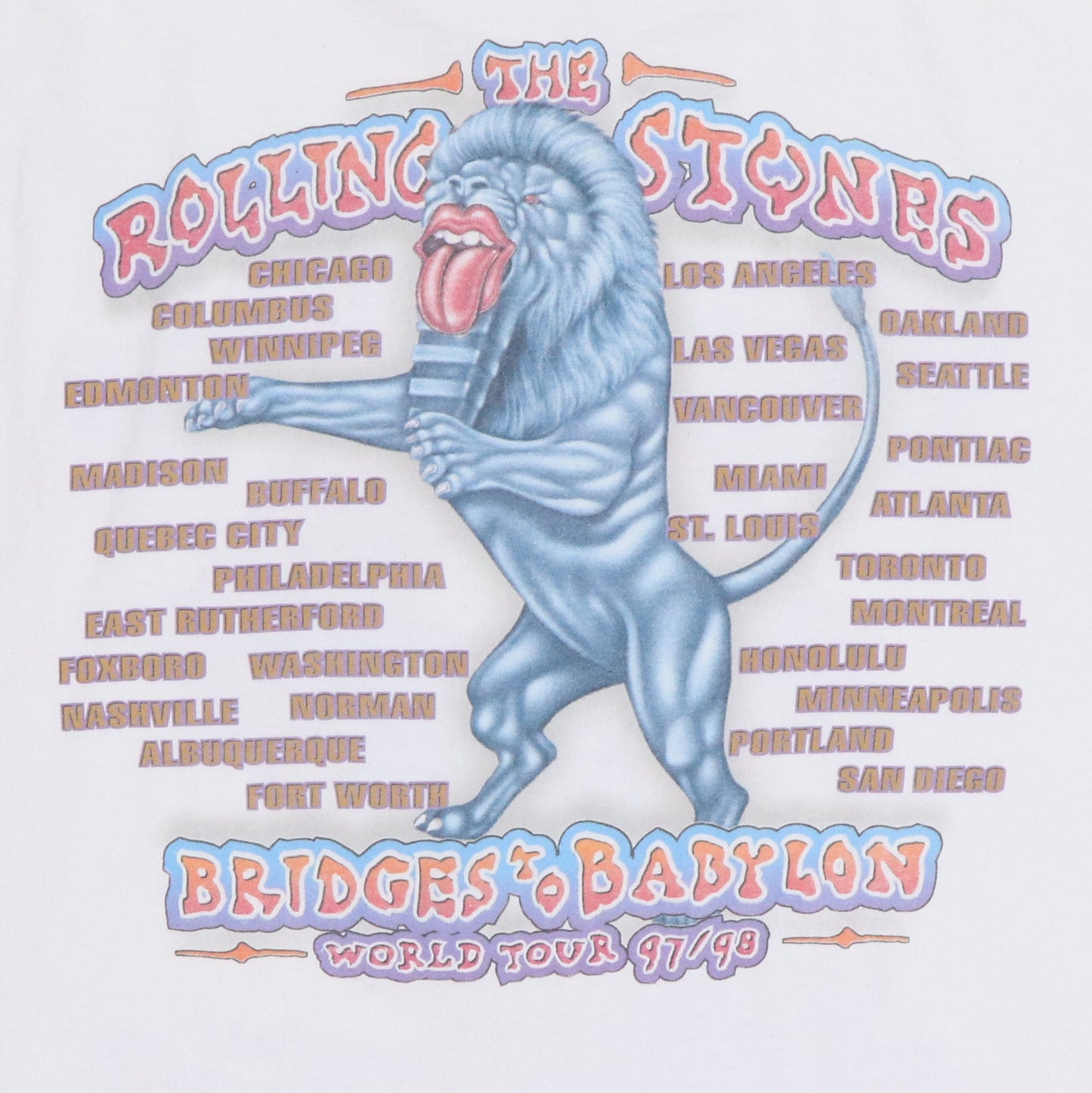 1997 Rolling Stones Bridges To Babylon Tour Shirt