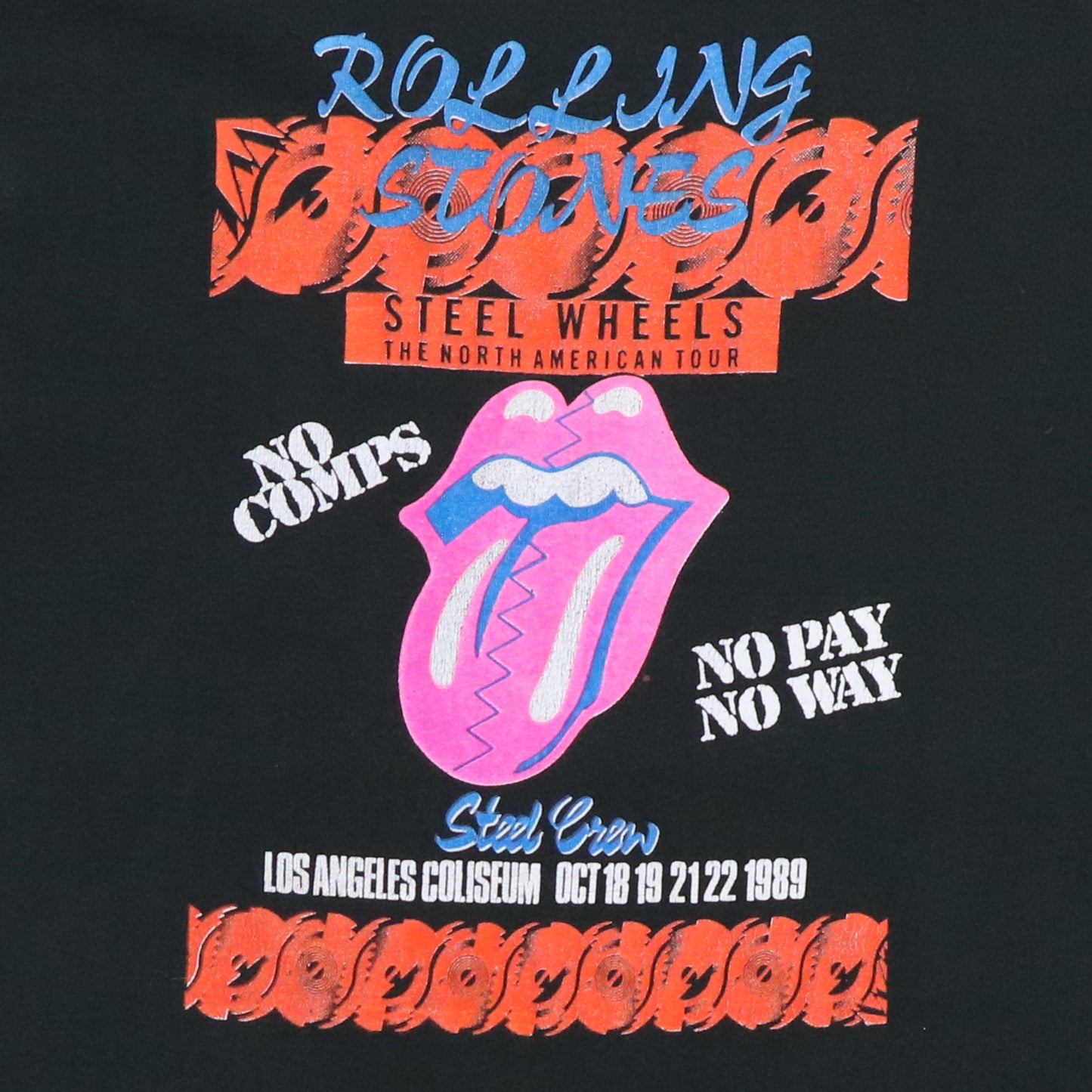1989 Rolling Stones Steel Wheels Crew Tour Shirt