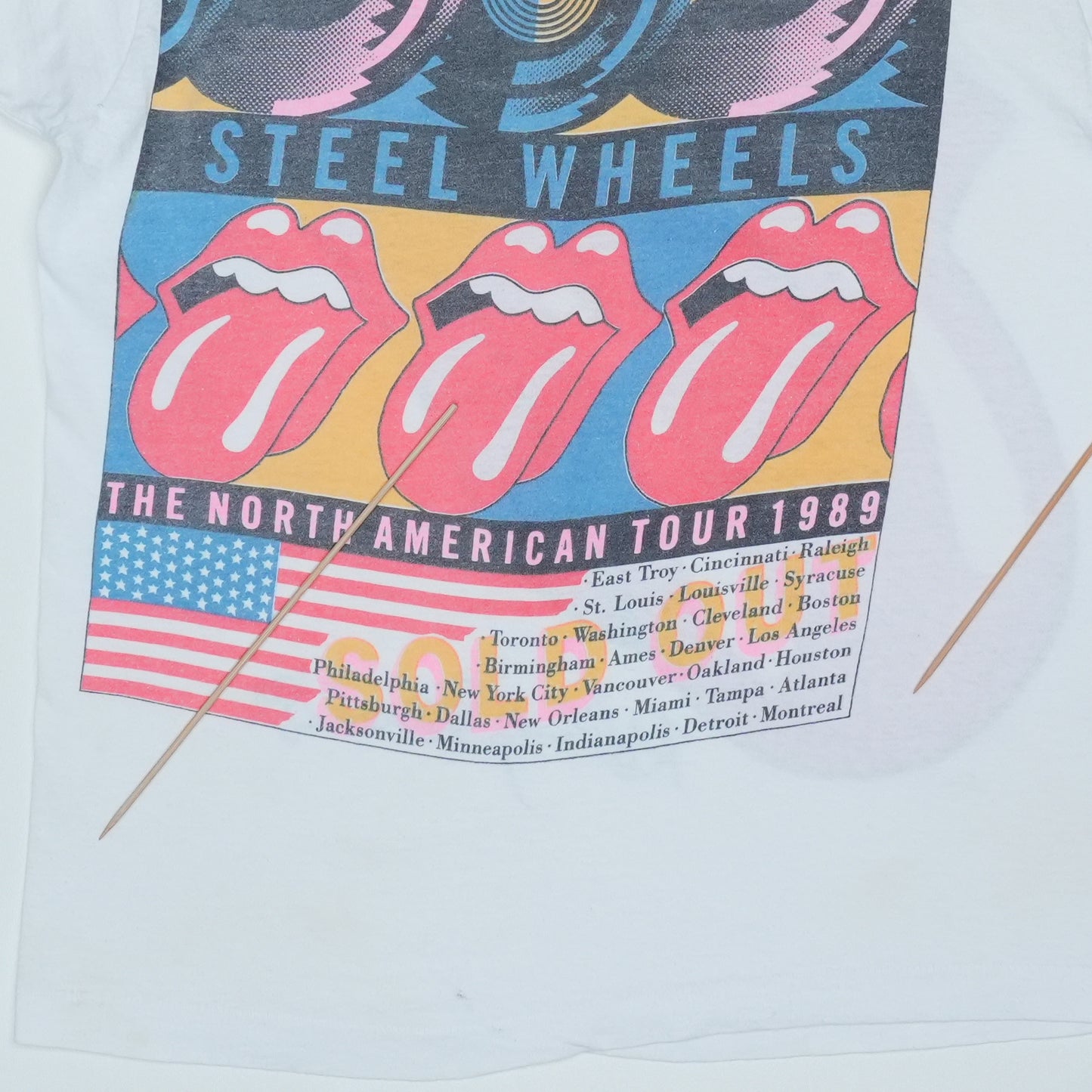 1989 Rolling Stones Steel Wheels Tour Shirt Detail