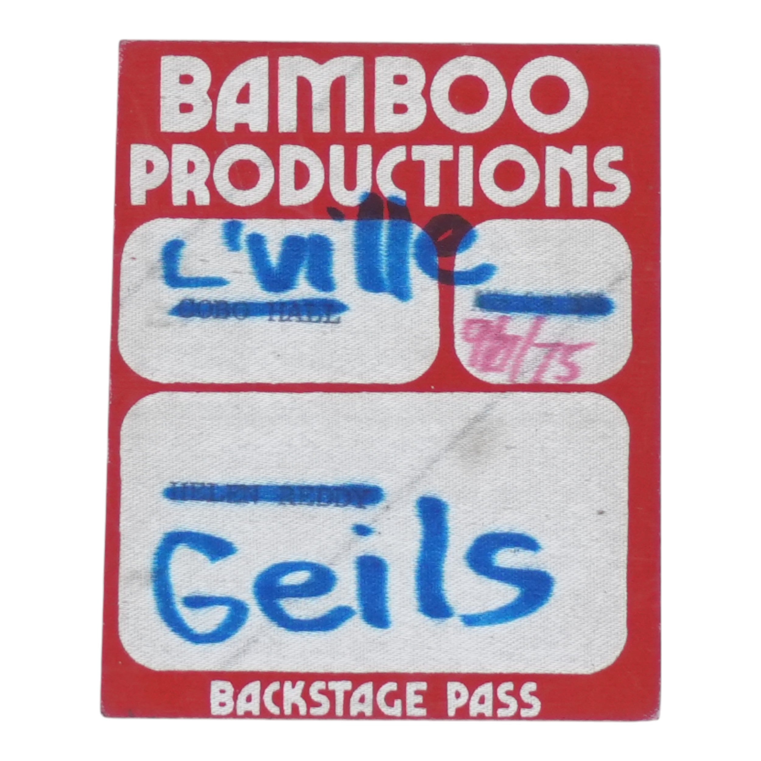 1975 J. Geils Band Bamboo Productions Backstage Pass | WyCo Vintage