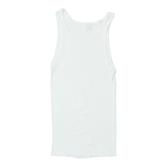 1970s Vintage White Ribbed Tank Top