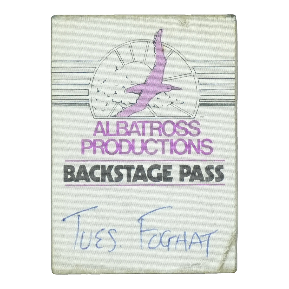 1970s Foghat Albatross Productions Backstage Pass front