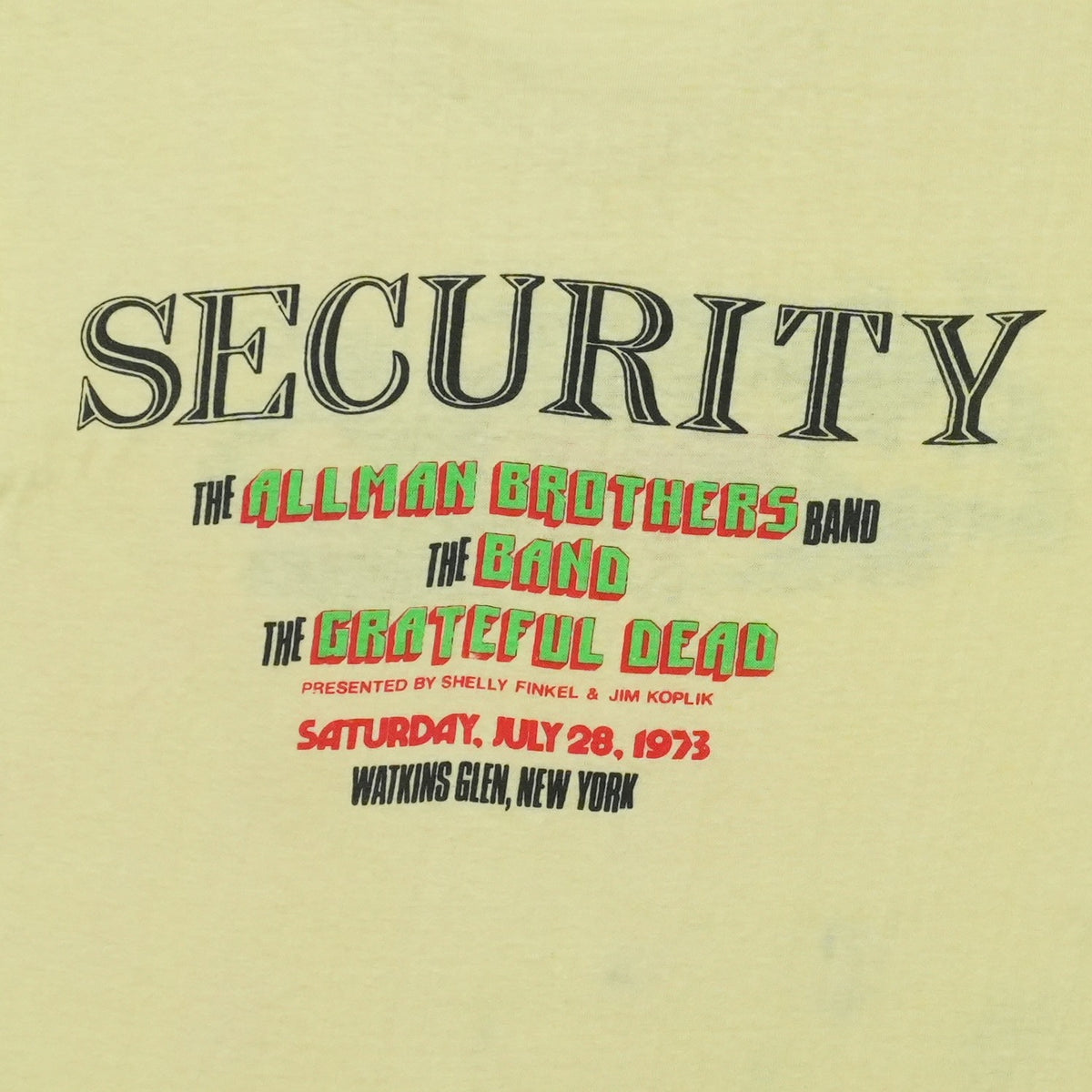 1973 Watkins Glen Summer Jam Security Shirt