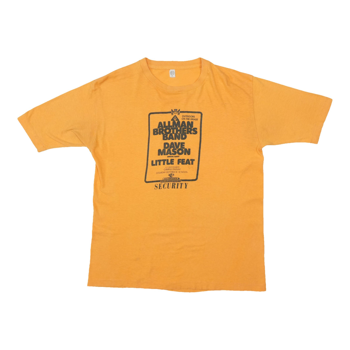 1975 Allman Brothers Band Dave Mason Little Feat UCSB Security Shirt