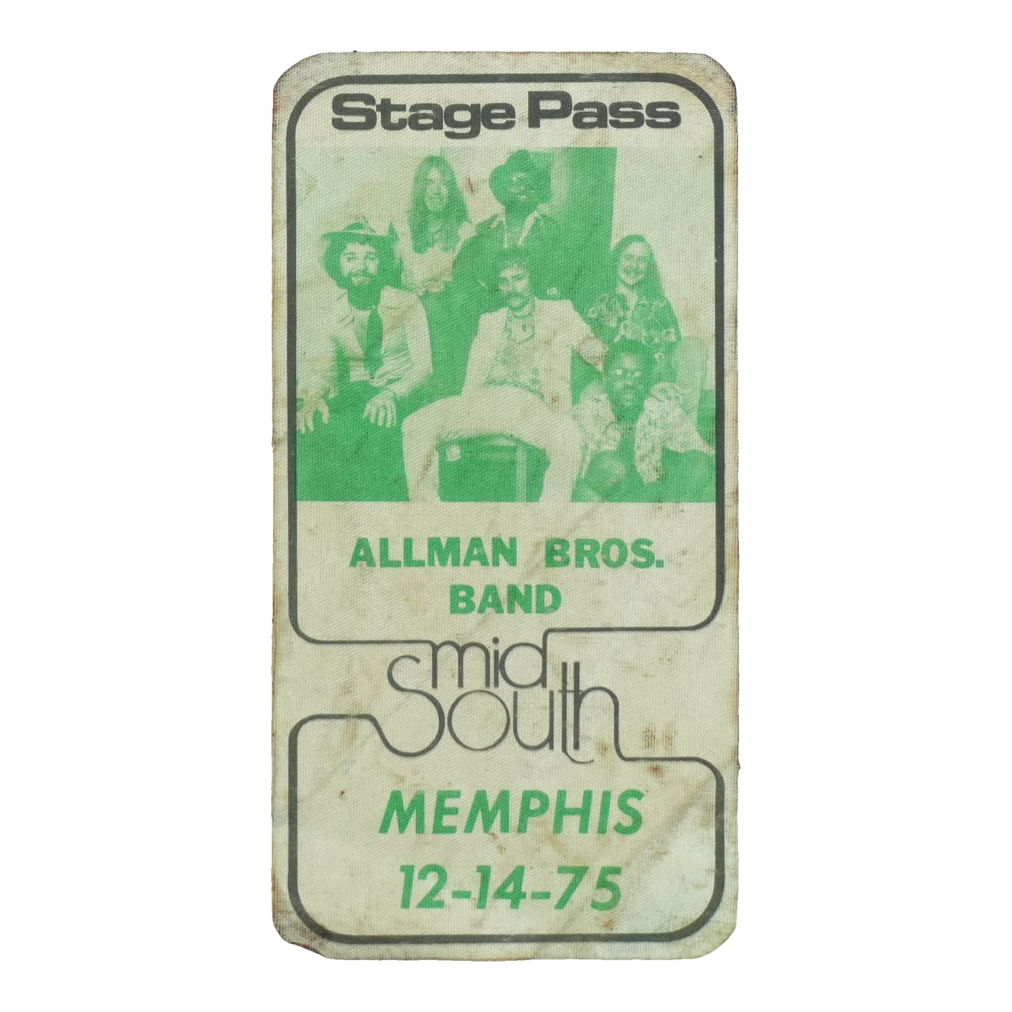 1975 Allman Brothers Band Mid South Memphis Stage Pass front
