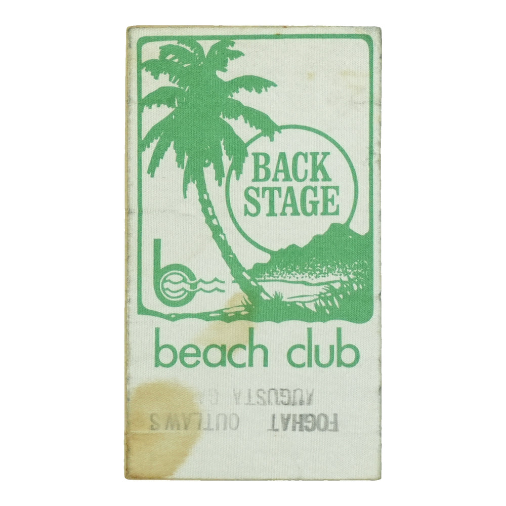 1975 Foghat Beach Club Augusta Backstage Pass front