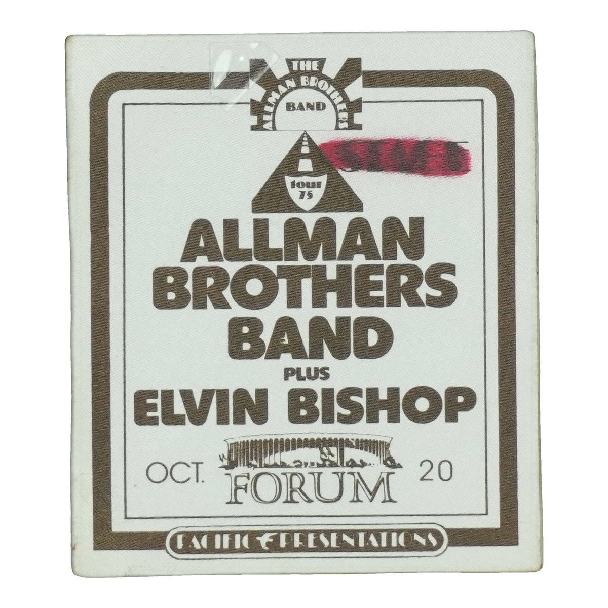 1976 Allman Brothers Band Los Angeles Forum Backstage Pass front