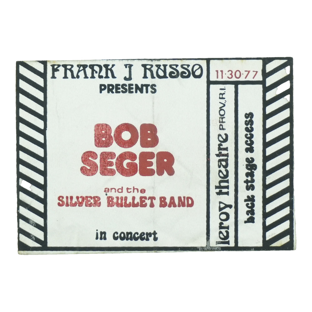 1977 Bob Seger Leroy Theatre Providence Backstage Pass front