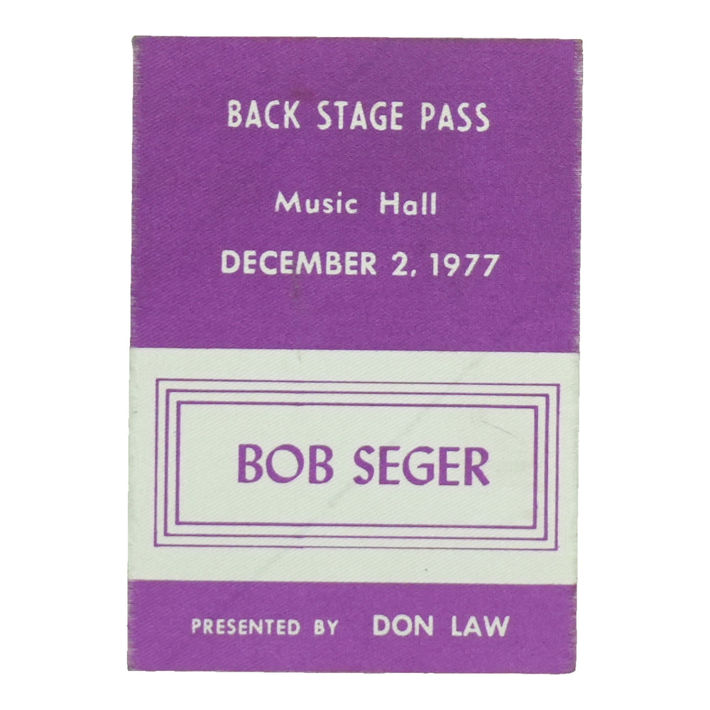 1977 Bob Seger Music Hall Backstage Pass front