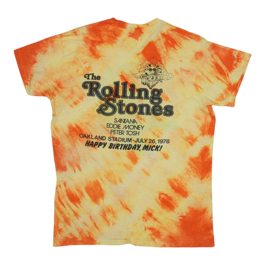 1978 Rolling Stones Happy Birthday Mick Concert Tie Dye Shirt Back