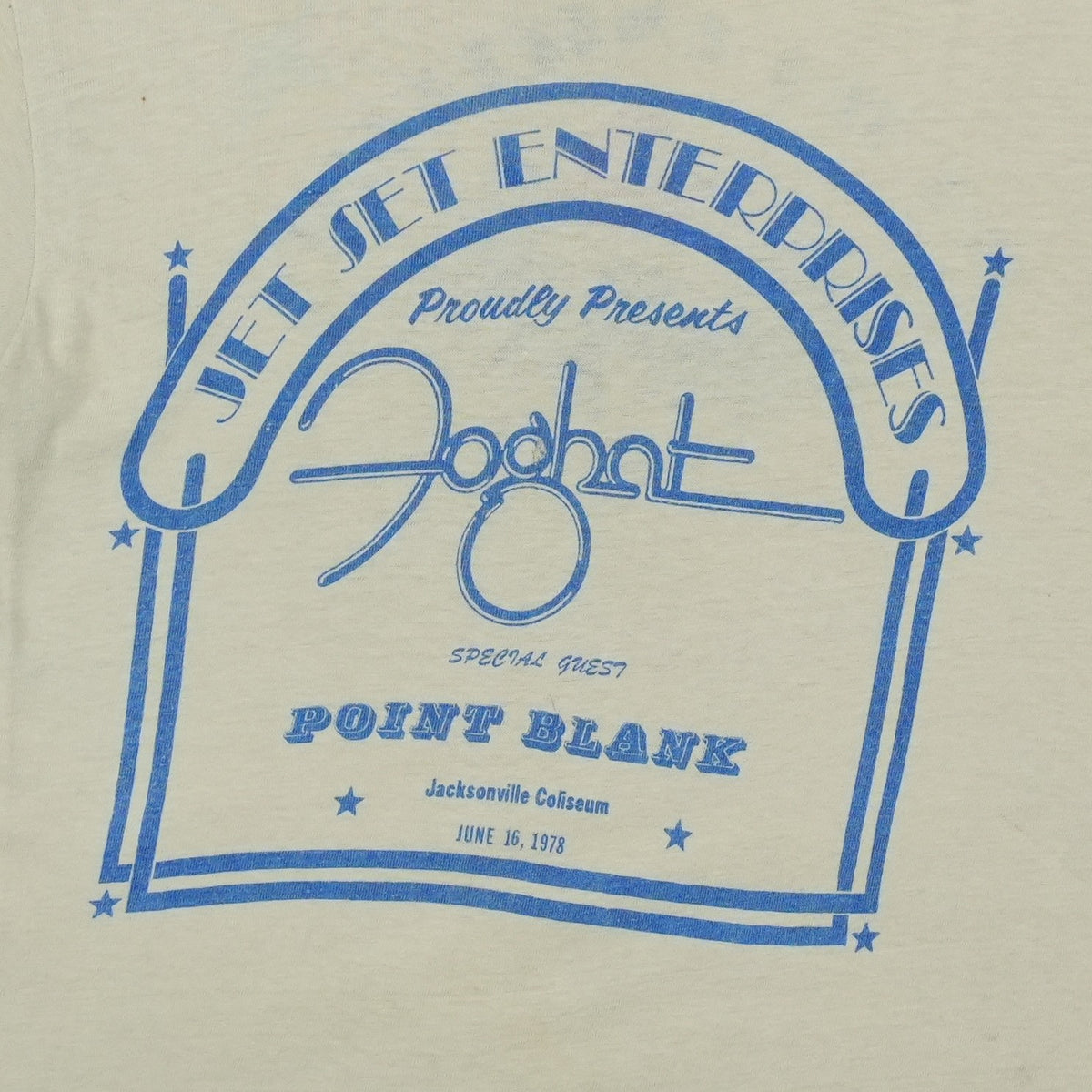 1978 Foghat Point Blank Jacksonville Jet Set Enterprises Concert Shirt