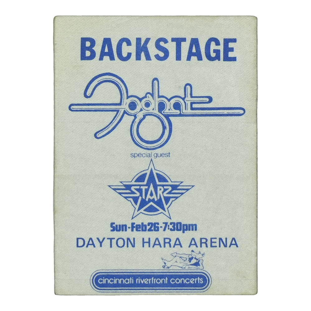 1978 Foghat Starz Dayton Hara Arena Backstage Pass front