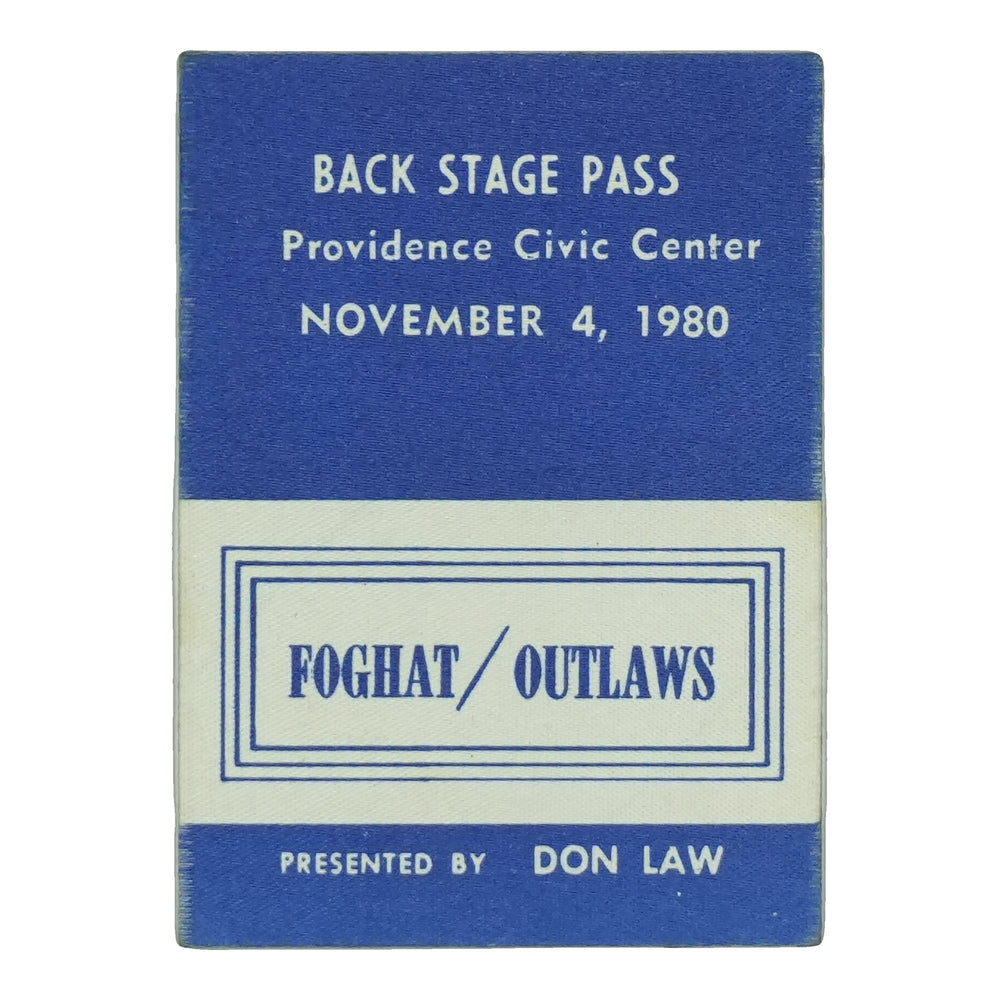1980 Foghat Outlaws Providence Civic Center Backstage Pass front