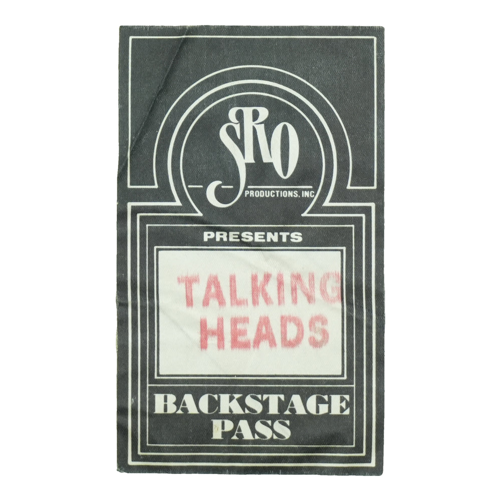 1980s Talking Heads SRO Productions Backstage Pass front