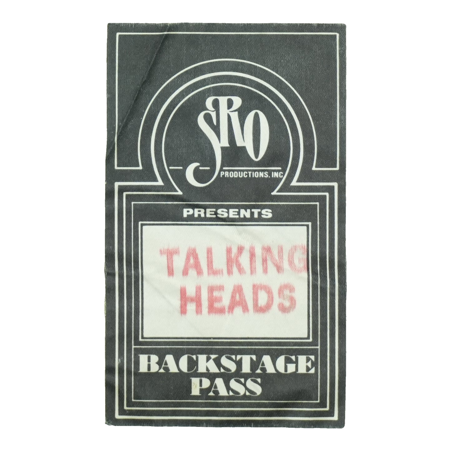 1980s Talking Heads SRO Productions Backstage Pass front