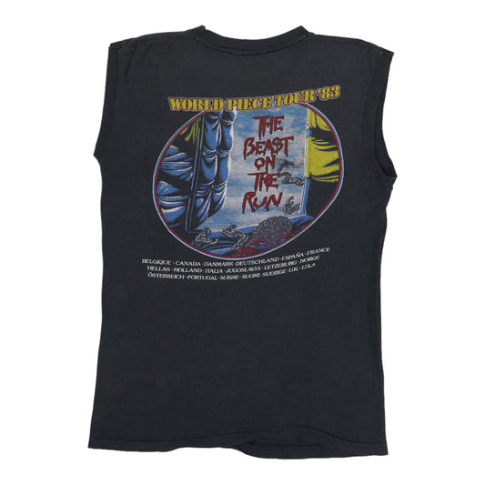 1983 Iron Maiden The Beast On The Run Tour Sleeveless Shirt Back