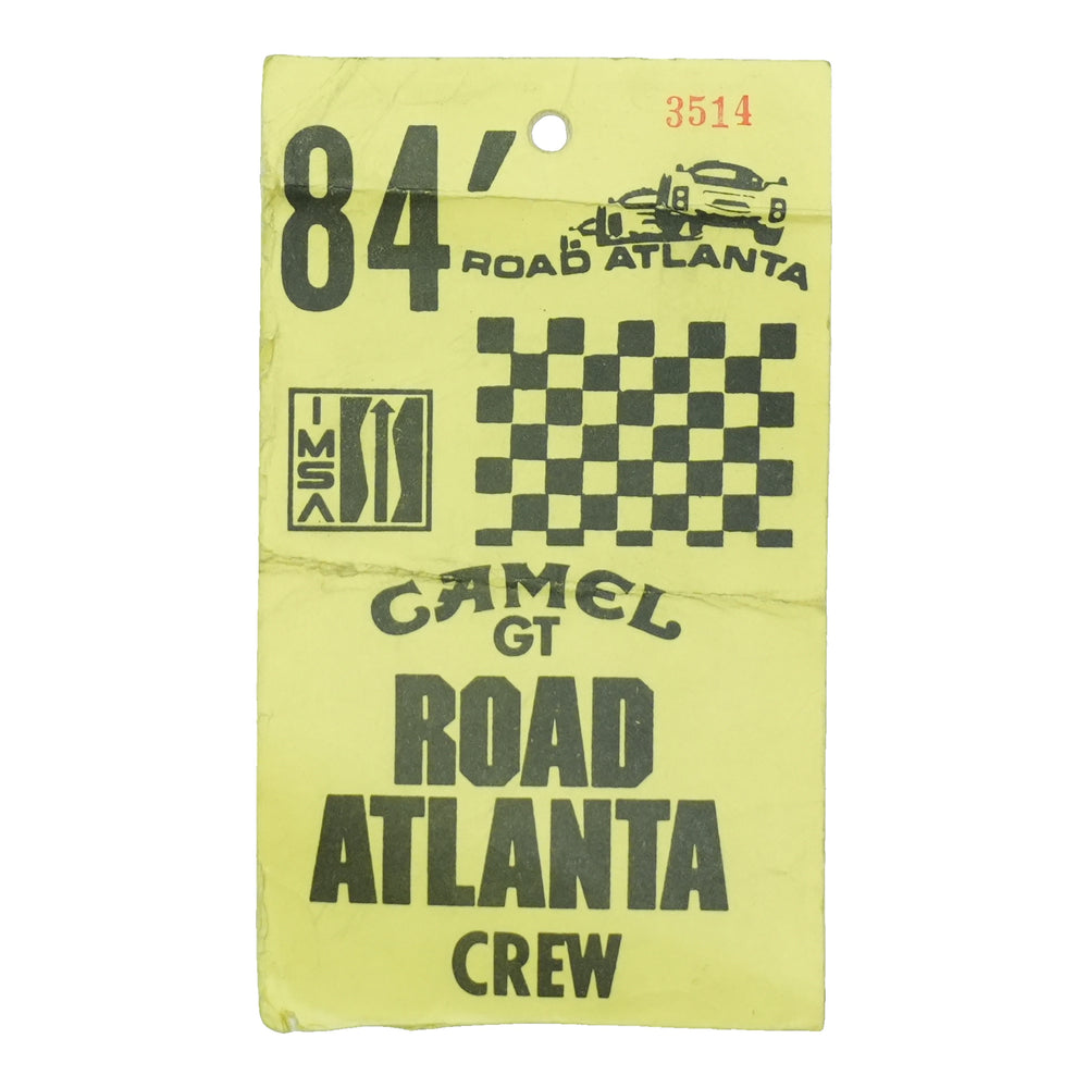 1984 Road Atlanta Camel GT IMSA Crew Pass front