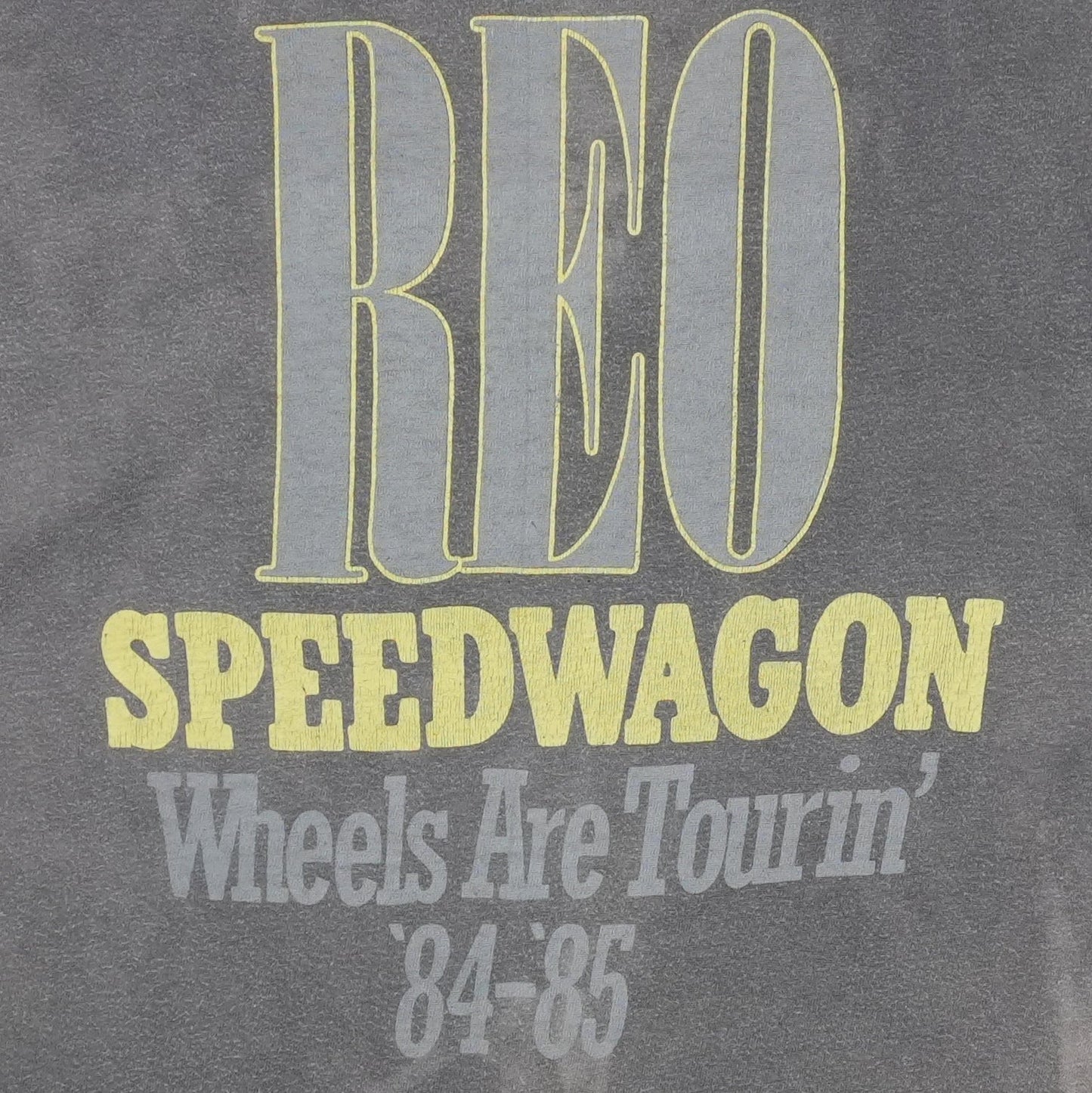 1985 REO Speedwagon Wheels Are Turnin Tour Shirt Detail 5