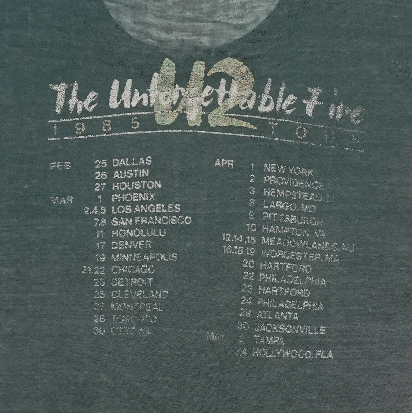 1985 U2 The Unforgettable Fire Tour Shirt Detail 4
