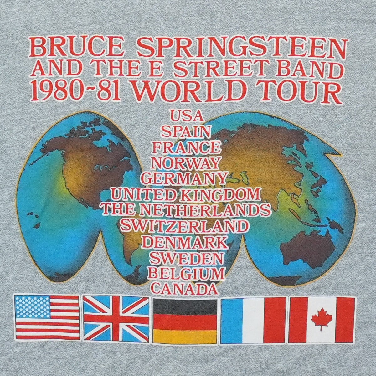 1985 Bruce Springsteen And The E Street Band World Tour Raglan