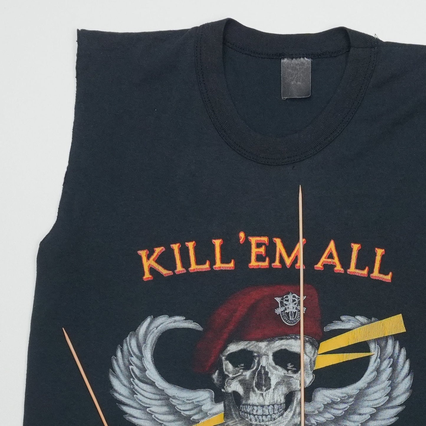 1985 Kill Em All Let God Sort Em Out Skull Shirt Detail 4