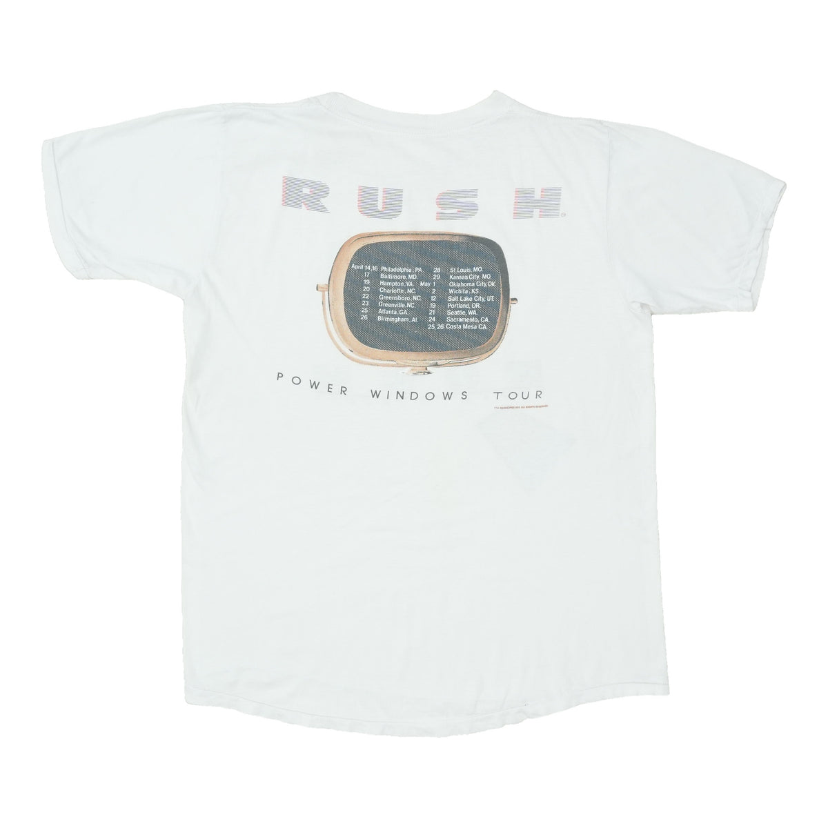 1985 Rush Power Windows Tour Shirt