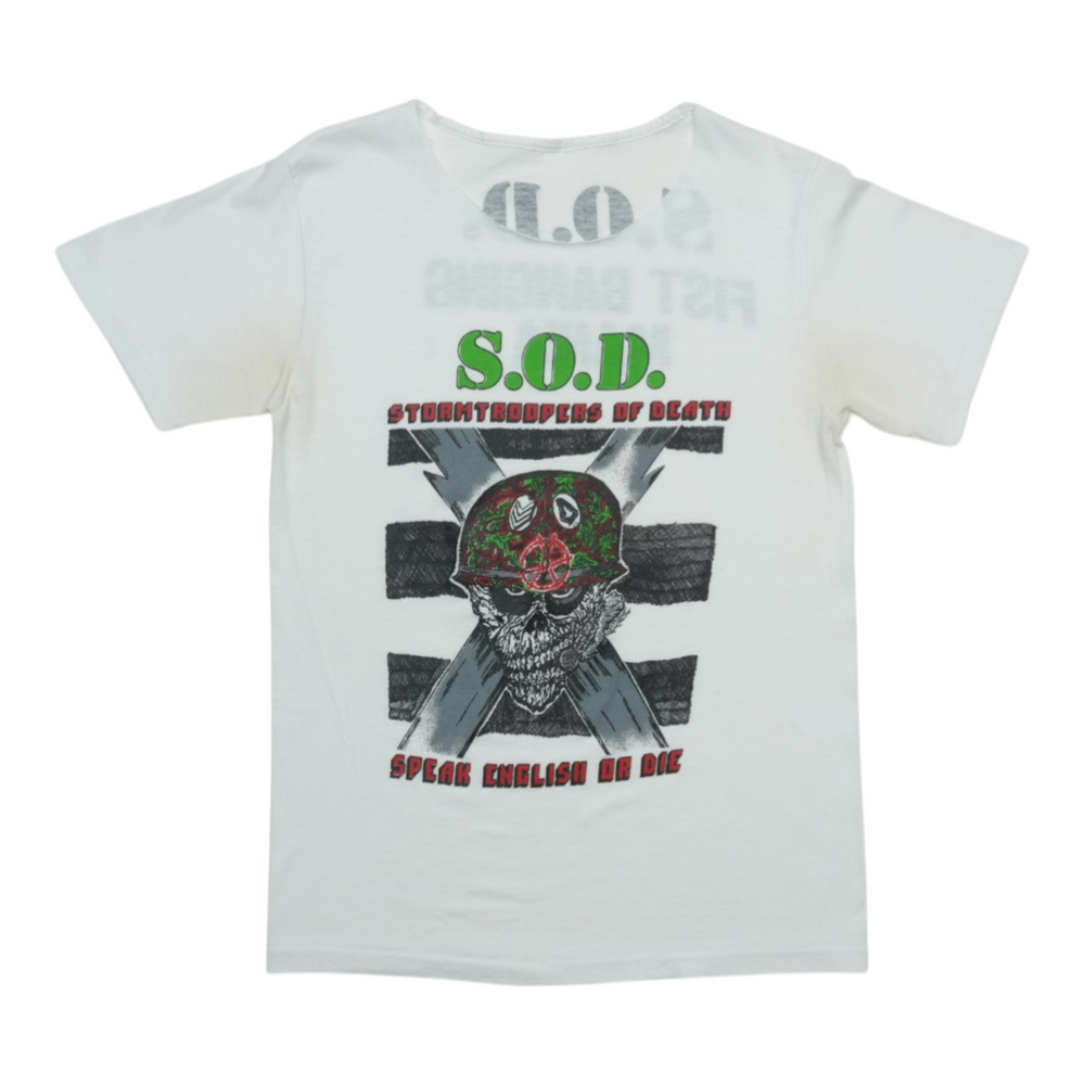 1985 S.O.D. Stormtroopers of Death Speak English or Die Shirt Front