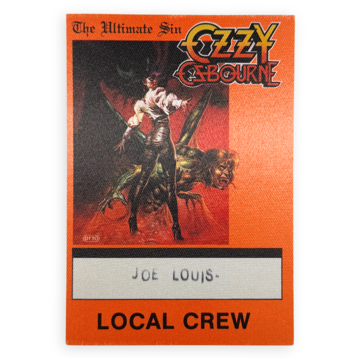 1986 Ozzy Osbourne Ultimate Sin Backstage Pass