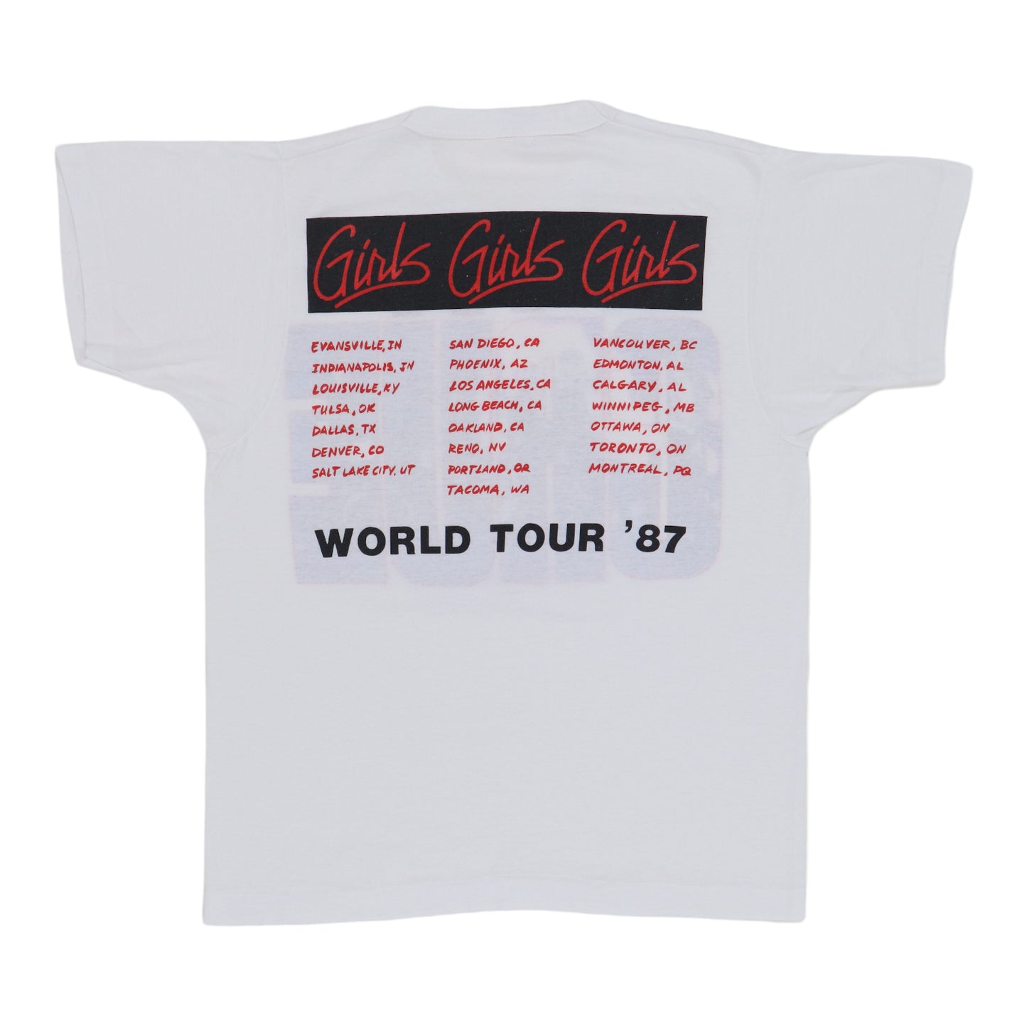 1987 Motley Crue Girls Girls Girls Tour Shirt
