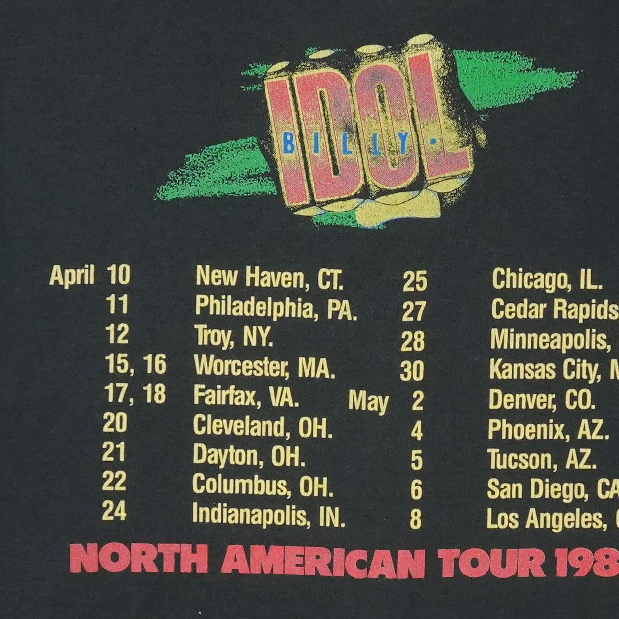 1987 Billy Idol North American Tour Shirt