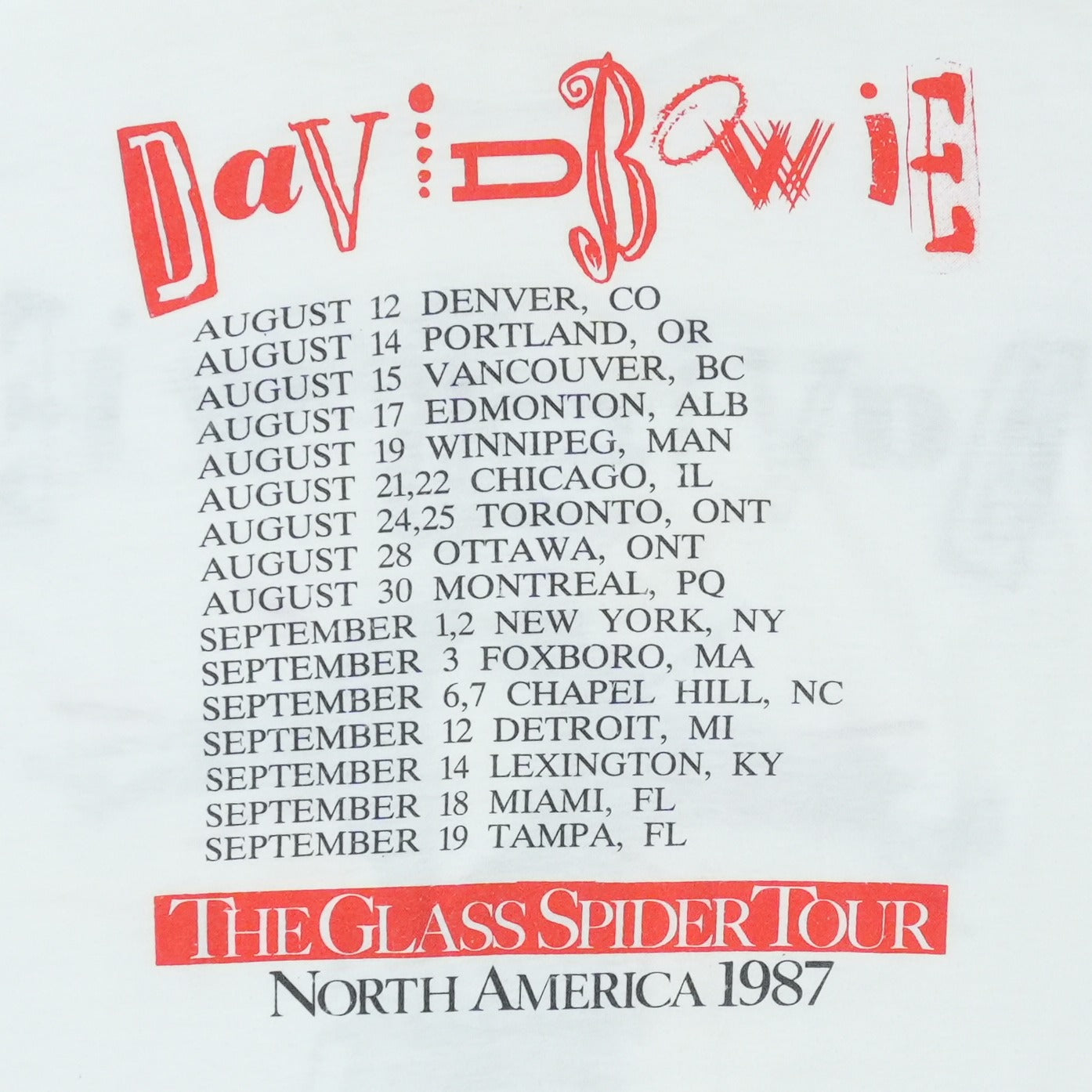 1987 David Bowie Glass Spider Tour Shirt
