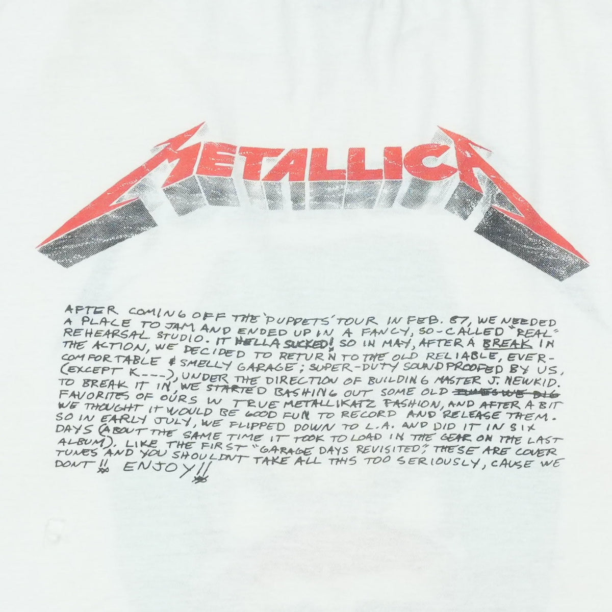 1987 Metallica Crash Course In Brain Surgery Shirt
