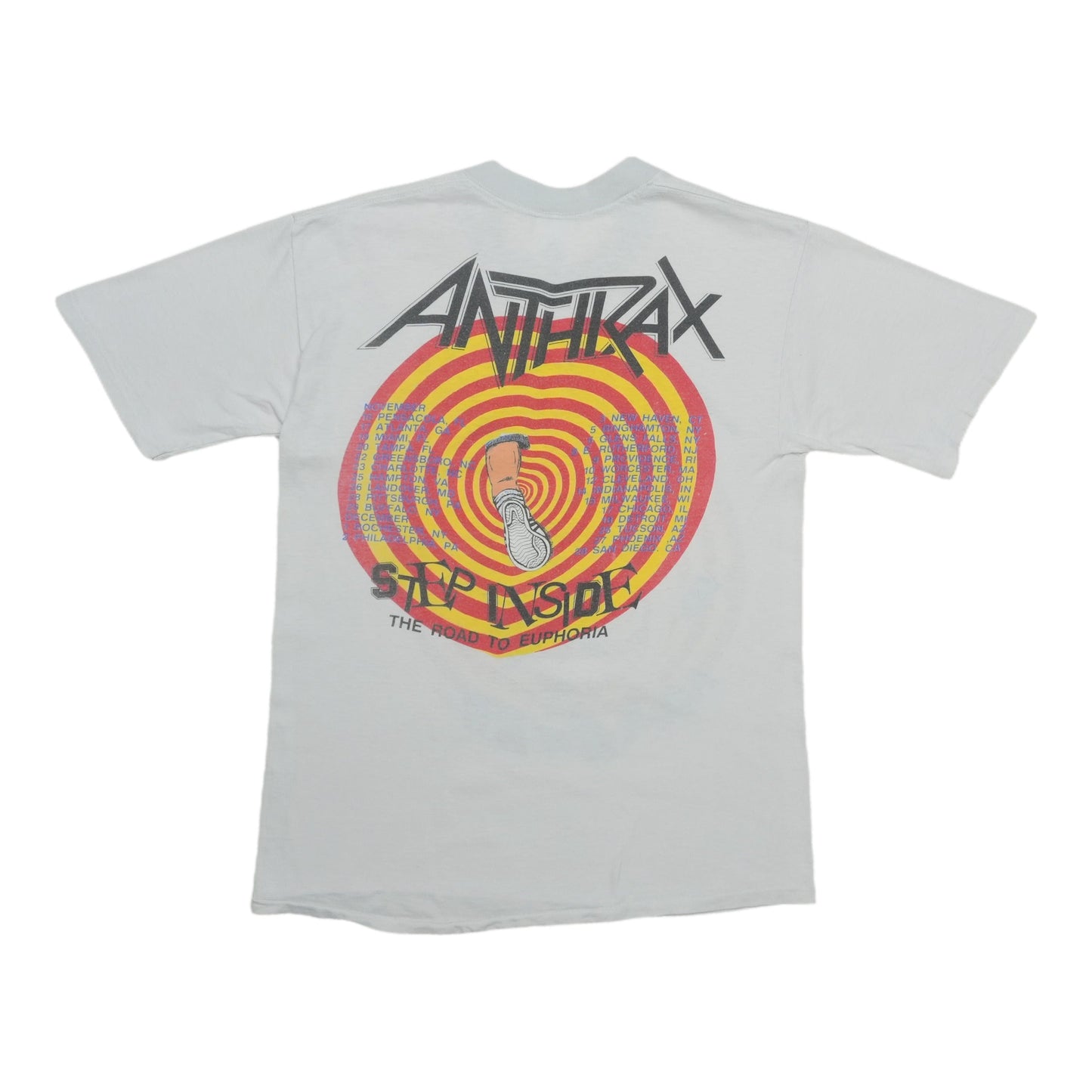 1988 Anthrax State Of Euphoria Spit Inside Tour Shirt Back