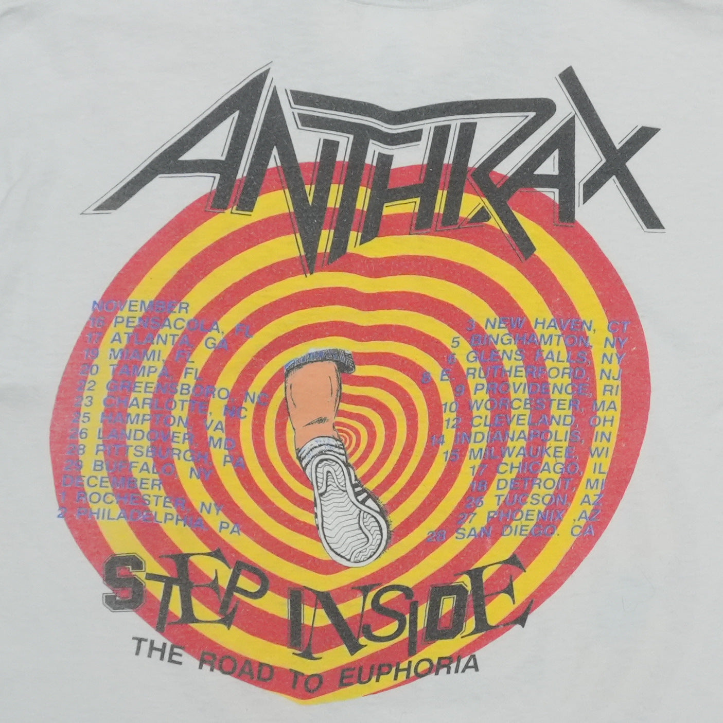 1988 Anthrax State Of Euphoria Spit Inside Tour Shirt Detail 5