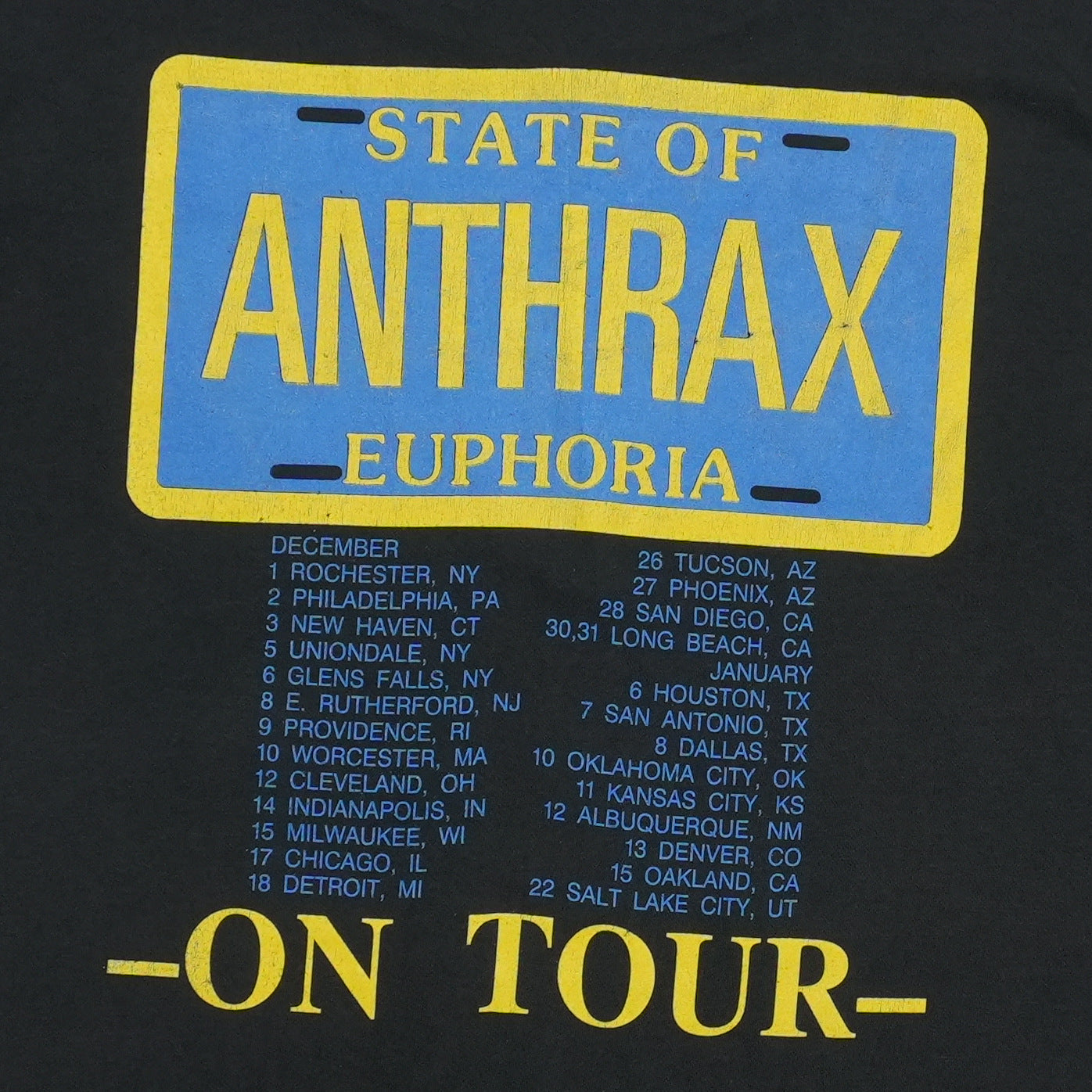 1988 Anthrax State Of Euphoria Tour Shirt Detail 4