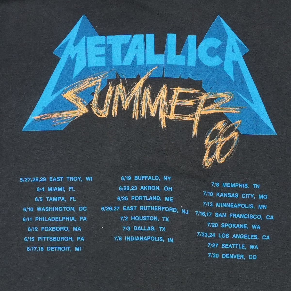1988 Metallica Damaged Justice Summer Tour Shirt