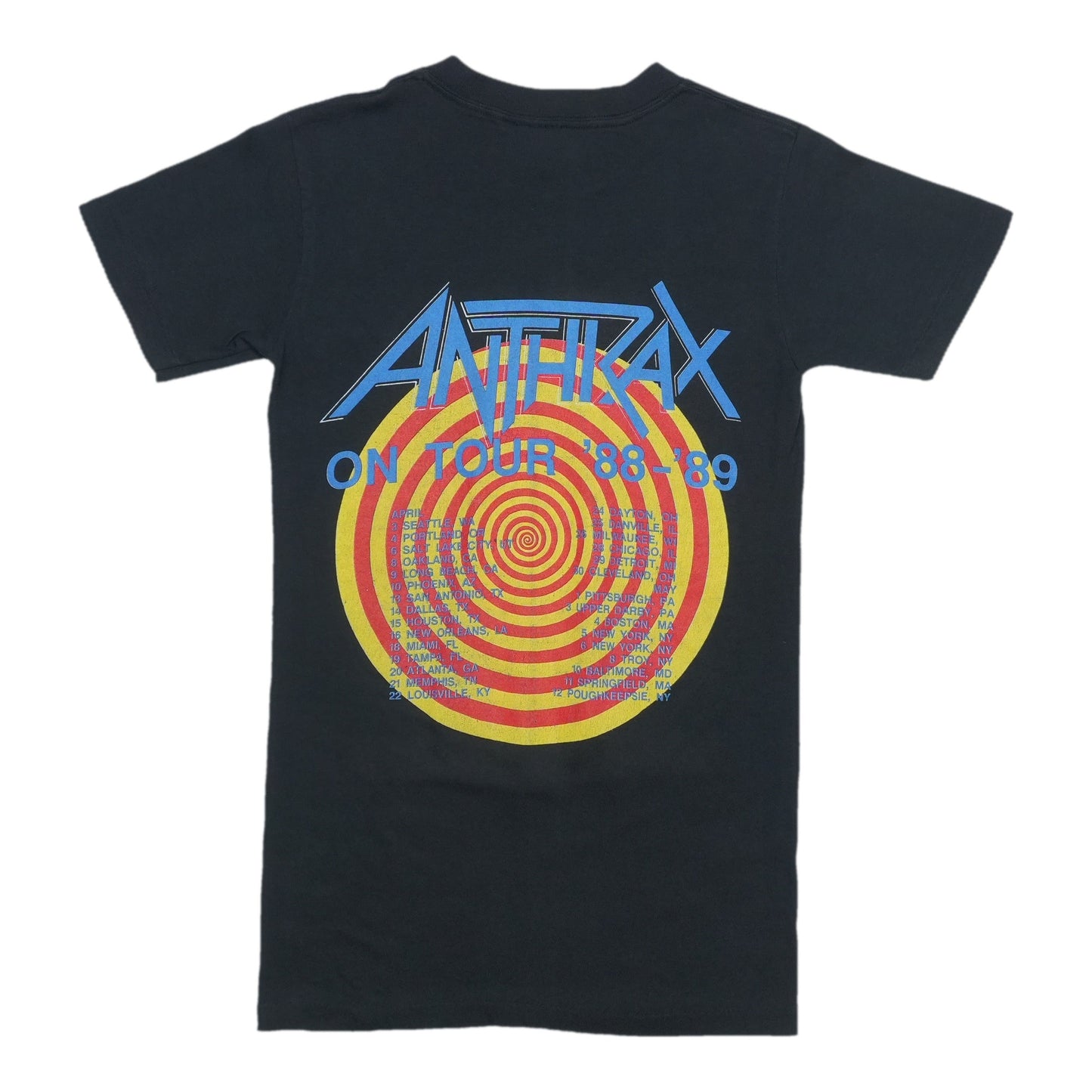 1989 Anthrax State Of Euphoria On Tour Shirt Back