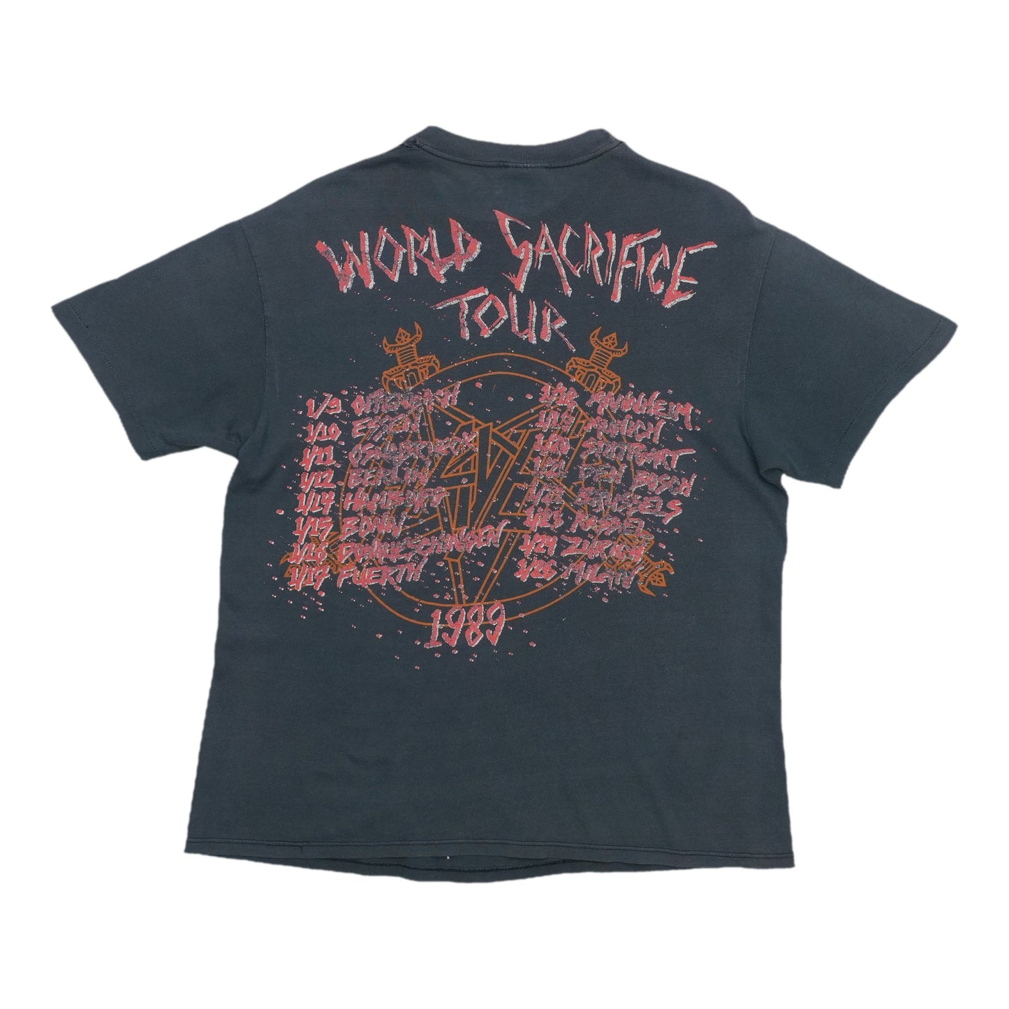 1989 Slayer South Of Heaven World Sacrifice Tour Shirt Back