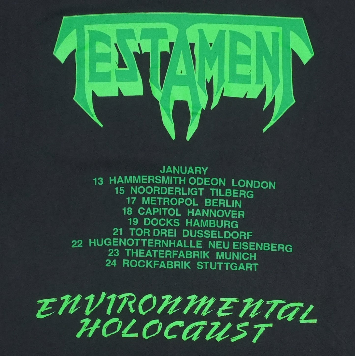 1989 Testament Greenhouse Effect Environmental Holocaust Tour Shirt Detail 4