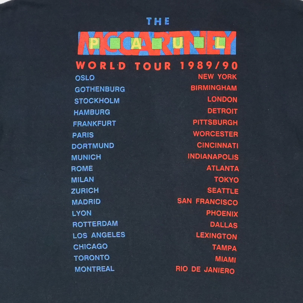 1989 Paul McCartney World Tour Shirt