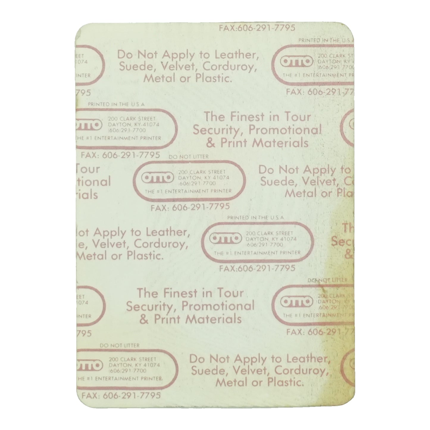 1989 Love And Rockets So Alive Tour Working Crew Pass back