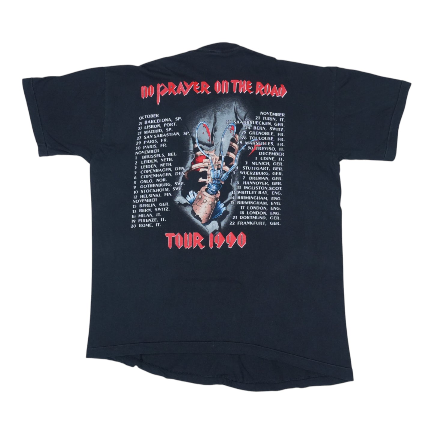 1990 Iron Maiden No Prayer On The Road Tour Shirt