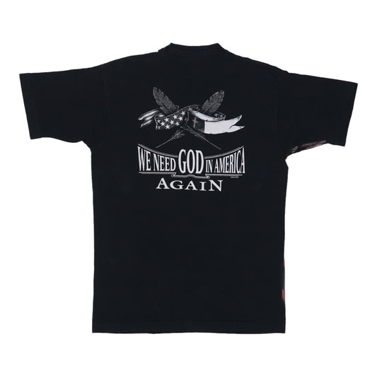 1990s Bald Eagle God In America Shirt Back