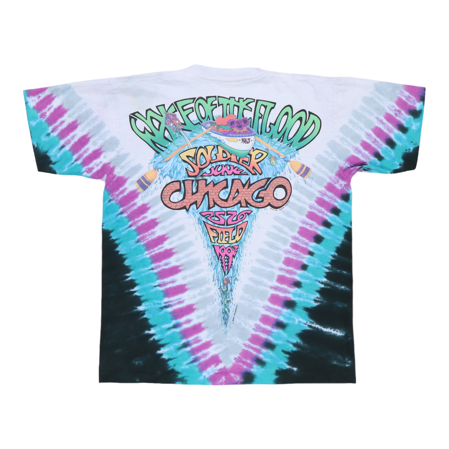 1990s Grateful Dead Liquid Blue Tie Dye Shirt Back