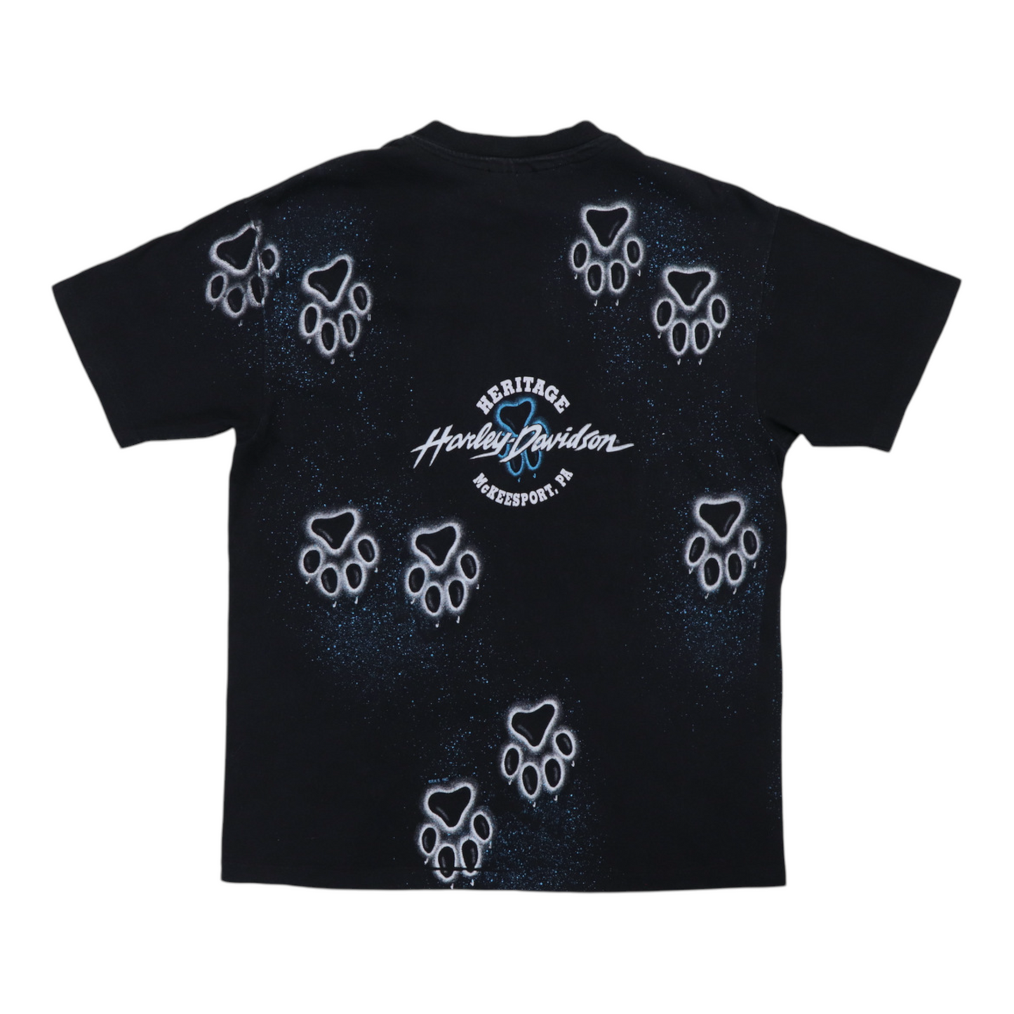 1990s Harley Davidson Wolf All Over Print Shirt Back