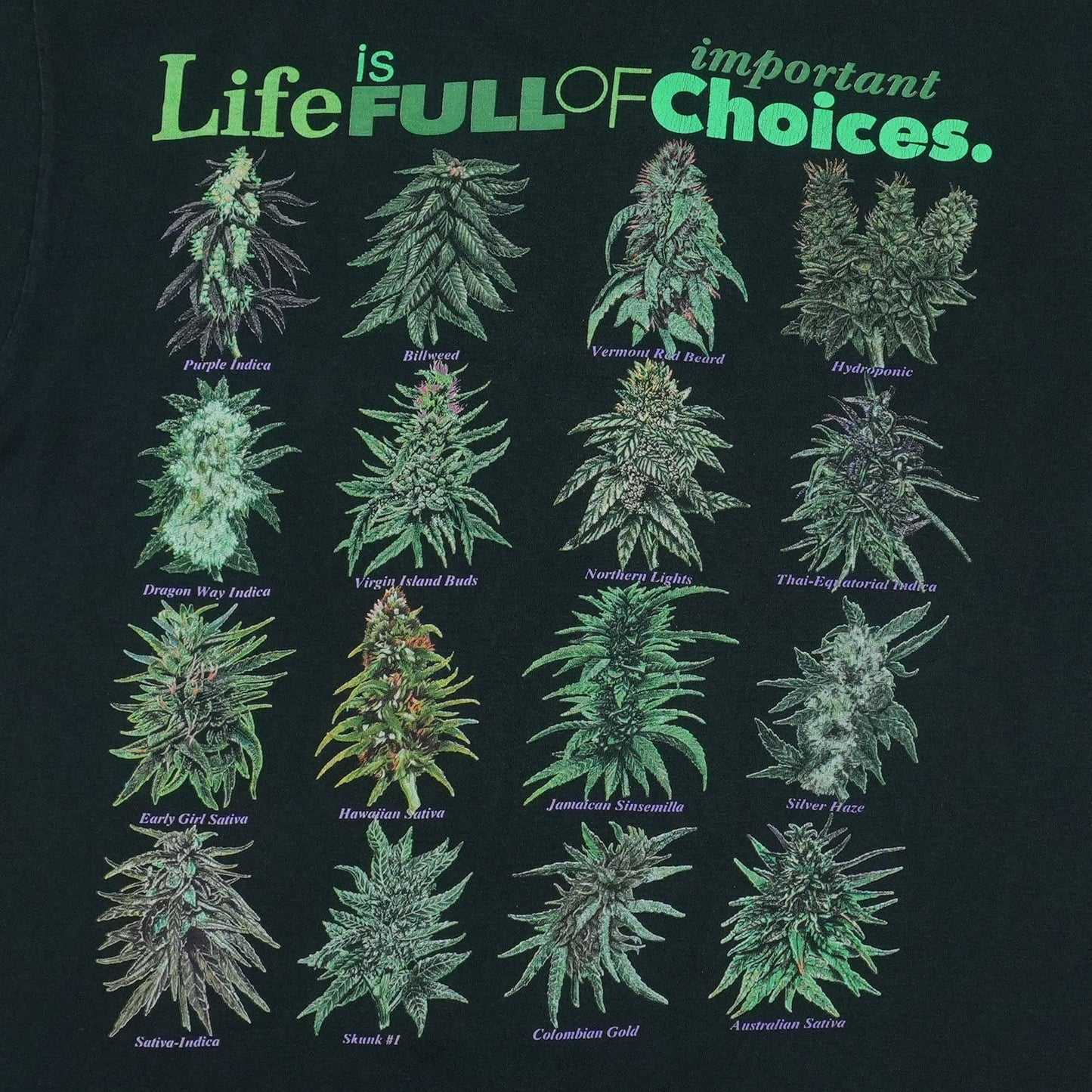 1990s Life Is Full Of Important Choices Weed Strains Shirt